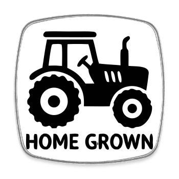Insigne Tracteur Maison - Magnet carré - blanc - Devant