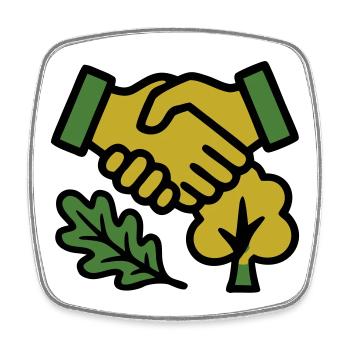 Poignée de main Logo de la Forêt Naturelle - Magnet carré - blanc - Devant