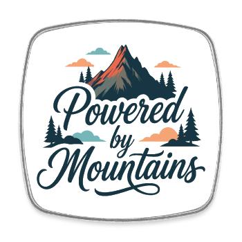 Randonnée - Aventure en plein air - Propulsé par la montagne - Magnet carré - blanc - Devant