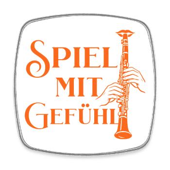 Klarinette - Spiel mit Gefühl für Klarinettistin - Viereckiger Kühlschrankmagnet - Weiß - Vorne