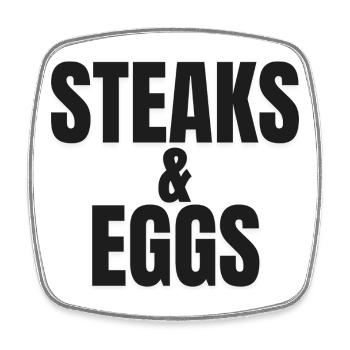 STEAK ET ŒUFS | T-shirt Carnivore | Petit-déjeuner de Ch - Magnet carré - blanc - Devant