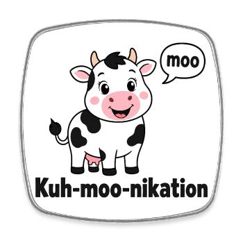  Kuh Moo Nikation Lustige Kuh Für Kinder Bauernhof - Viereckiger Kühlschrankmagnet - Weiß - Vorne