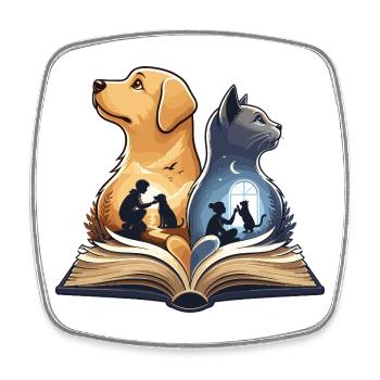 L’amitié de Paw dans le livre - Magnet carré - blanc - Devant