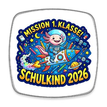 Mission 1. Klasse Schulkind 2026 - Viereckiger Kühlschrankmagnet - Weiß - Vorne