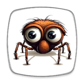 Spider with giant eyes cartoon - Square fridge magnet - white - Front