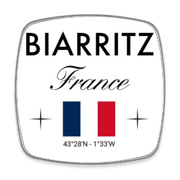 Biarritz France Coordinates Travel Souvenir - Square fridge magnet - white - Front