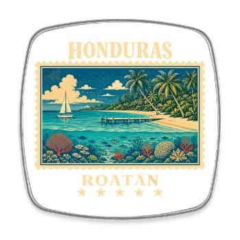 Honduras Roatán Vintage Reisemarke - Viereckiger Kühlschrankmagnet - Weiß - Vorne