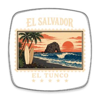 El Salvador El Tunco Vintage Reisemarke - Viereckiger Kühlschrankmagnet - Weiß - Vorne