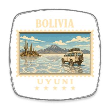 Bolivien Uyuni Vintage Reisemarke - Viereckiger Kühlschrankmagnet - Weiß - Vorne