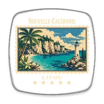 Neukaledonien Lifou Vintage Reisemarke - Viereckiger Kühlschrankmagnet - Weiß - Vorne