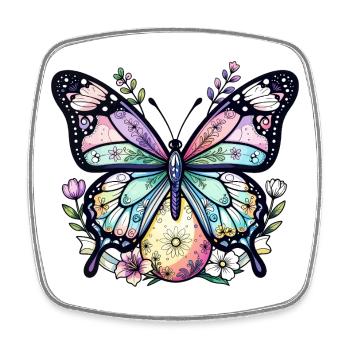 Pastel Floral Butterfly - Square fridge magnet - white - Front