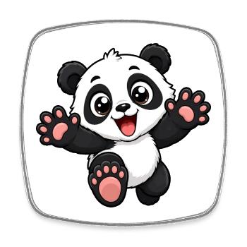 Un panda mignon qui court vers toi - Magnet carré - blanc - Devant