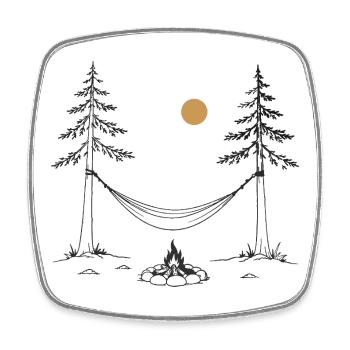 Moonlit night by the campfire with hammock - Square fridge magnet - white - Front