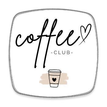 Club de Café | Conception minimaliste du café - Magnet carré - blanc - Devant