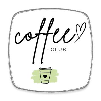 Club de Café | Chemise typographique Coffee Lover - Magnet carré - blanc - Devant
