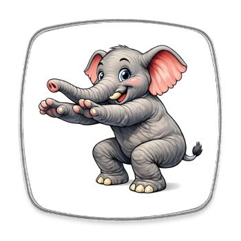 Éléphant pratiquant des sports - Magnet carré - blanc - Devant