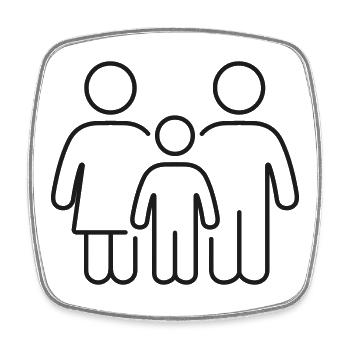 Family Line Icon Parents And Child People Symbol S - Square fridge magnet - white - Front