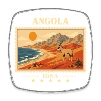 Angola Iona Vintage Travel Brand - Square fridge magnet - white - Front