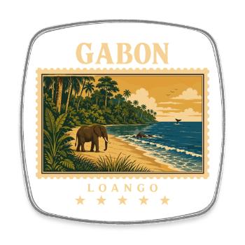 Gabun Loango Vintage Reisemarke - Viereckiger Kühlschrankmagnet - Weiß - Vorne