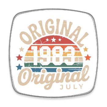 Original July 1983 Retro Vintage Birthday - Square fridge magnet - white - Front