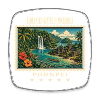 Micronesia Pohnpei Marque de voyage vintage - Magnet carré - blanc - Devant
