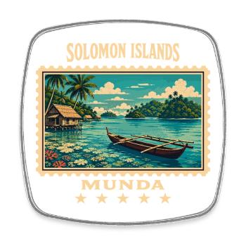 Solomon Islands Munda Vintage Travel Brand - Square fridge magnet - white - Front