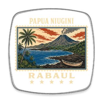 Papua-Neuguinea Rabaul Vintage Reisemarke - Viereckiger Kühlschrankmagnet - Weiß - Vorne