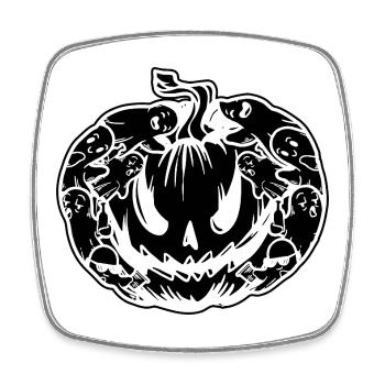 Halloween Pumpkin with many ghosts - Square fridge magnet - white - Front