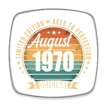 August 1970 Anniversary Limited Edition Vintage - Square fridge magnet - white - Front