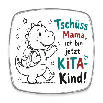 Abschiedsdino KiTa Motiv - Viereckiger Kühlschrankmagnet - Weiß - Vorne
