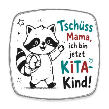 Kita Abschied Raccoon - Viereckiger Kühlschrankmagnet - Weiß - Vorne