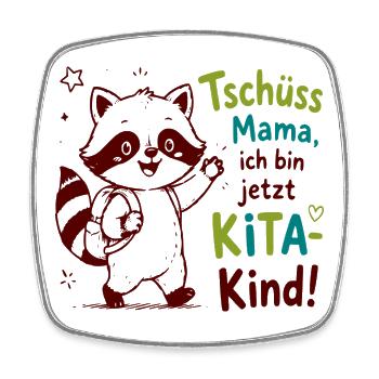 Kita Abschied Raccoon Illustration - Viereckiger Kühlschrankmagnet - Weiß - Vorne