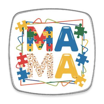 Partie du puzzle MAMA Autisme Cœur Pièces colorées du puzzle - Magnet carré - blanc - Devant