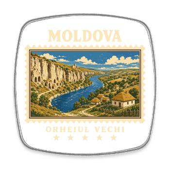 Moldau Orheiul Vechi Vintage Reisemarke - Viereckiger Kühlschrankmagnet - Weiß - Vorne