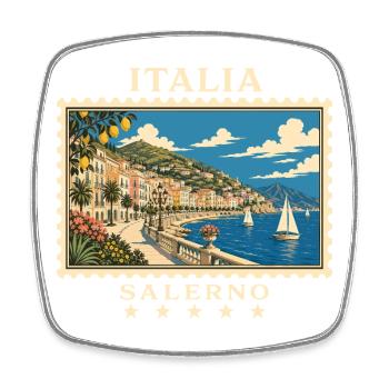 Italien Salerno Vintage Reisemarke - Viereckiger Kühlschrankmagnet - Weiß - Vorne