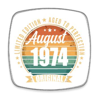 Vintage August 1974 Anniversary Limited Edition - Square fridge magnet - white - Front