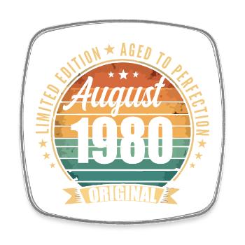 Vintage August 1980 Anniversary Limited Edition - Square fridge magnet - white - Front