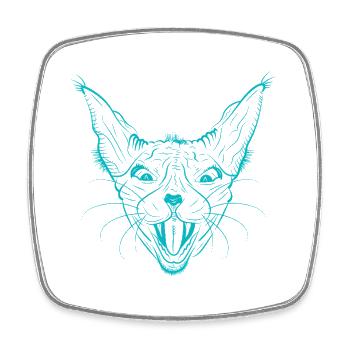Neon Sphynx Katzengesicht Leuchten - Viereckiger Kühlschrankmagnet - Weiß - Vorne