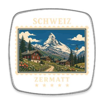 Schweiz Zermatt Vintage Reisemarke - Viereckiger Kühlschrankmagnet - Weiß - Vorne