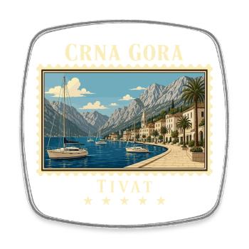 Montenegro Tivat Vintage Reisemarke - Viereckiger Kühlschrankmagnet - Weiß - Vorne
