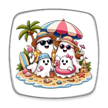 Summer Ghosts on the Beach - Square fridge magnet - white - Front