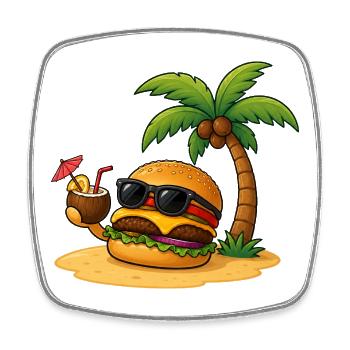 Burger essen Fast Food Paradies Sommer - Viereckiger Kühlschrankmagnet - Weiß - Vorne