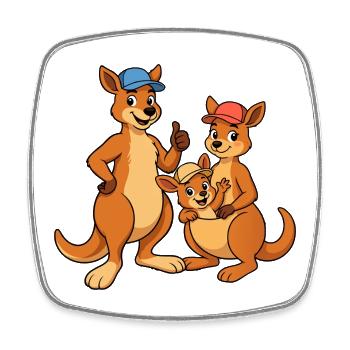 Kangaroo Family Cap Trio - Square fridge magnet - white - Front