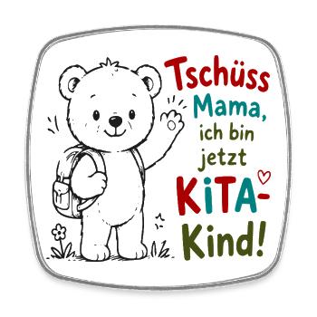Kita Abschiedsbär mit Gruß - Viereckiger Kühlschrankmagnet - Weiß - Vorne