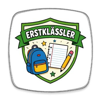 Erstklässler Schulstart Shield - Viereckiger Kühlschrankmagnet - Weiß - Vorne