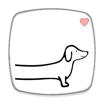 Dackel Herz Hunde - Viereckiger Kühlschrankmagnet - Weiß - Vorne