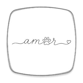 Amor Paw Minimalist Line Art - Viereckiger Kühlschrankmagnet - Weiß - Vorne