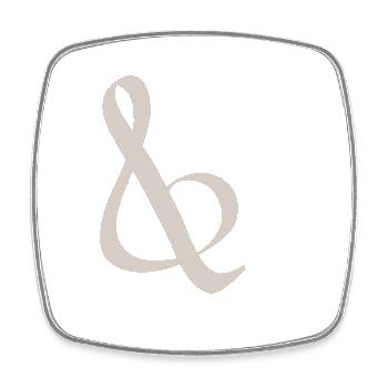 Brauner Ampersand im Punktmuster - Viereckiger Kühlschrankmagnet - Weiß - Vorne