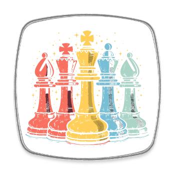 Aspect comique des pièces d’échecs - Magnet carré - blanc - Devant