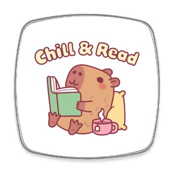 Süßes Capybara liest ein Buch – Entspann dich und lies - Viereckiger Kühlschrankmagnet - Weiß - Vorne